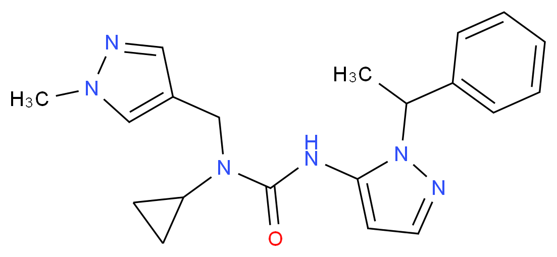 N-cyclopropyl-N-[(1-methyl-1H-pyrazol-4-yl)methyl]-N'-[1-(1-phenylethyl)-1H-pyrazol-5-yl]urea_分子结构_CAS_)
