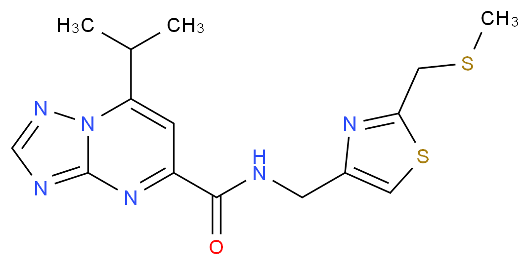 7-isopropyl-N-({2-[(methylthio)methyl]-1,3-thiazol-4-yl}methyl)[1,2,4]triazolo[1,5-a]pyrimidine-5-carboxamide_分子结构_CAS_)