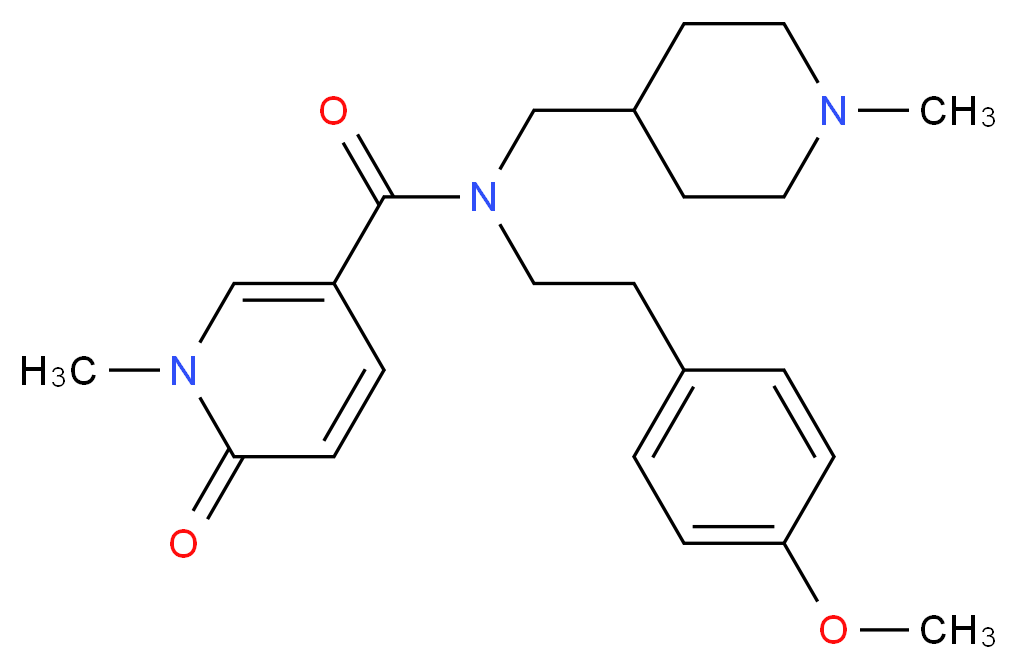 N-[2-(4-methoxyphenyl)ethyl]-1-methyl-N-[(1-methylpiperidin-4-yl)methyl]-6-oxo-1,6-dihydropyridine-3-carboxamide_分子结构_CAS_)