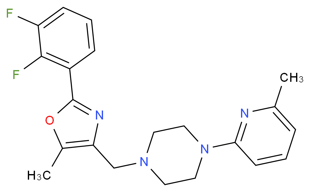 1-{[2-(2,3-difluorophenyl)-5-methyl-1,3-oxazol-4-yl]methyl}-4-(6-methyl-2-pyridinyl)piperazine_分子结构_CAS_)
