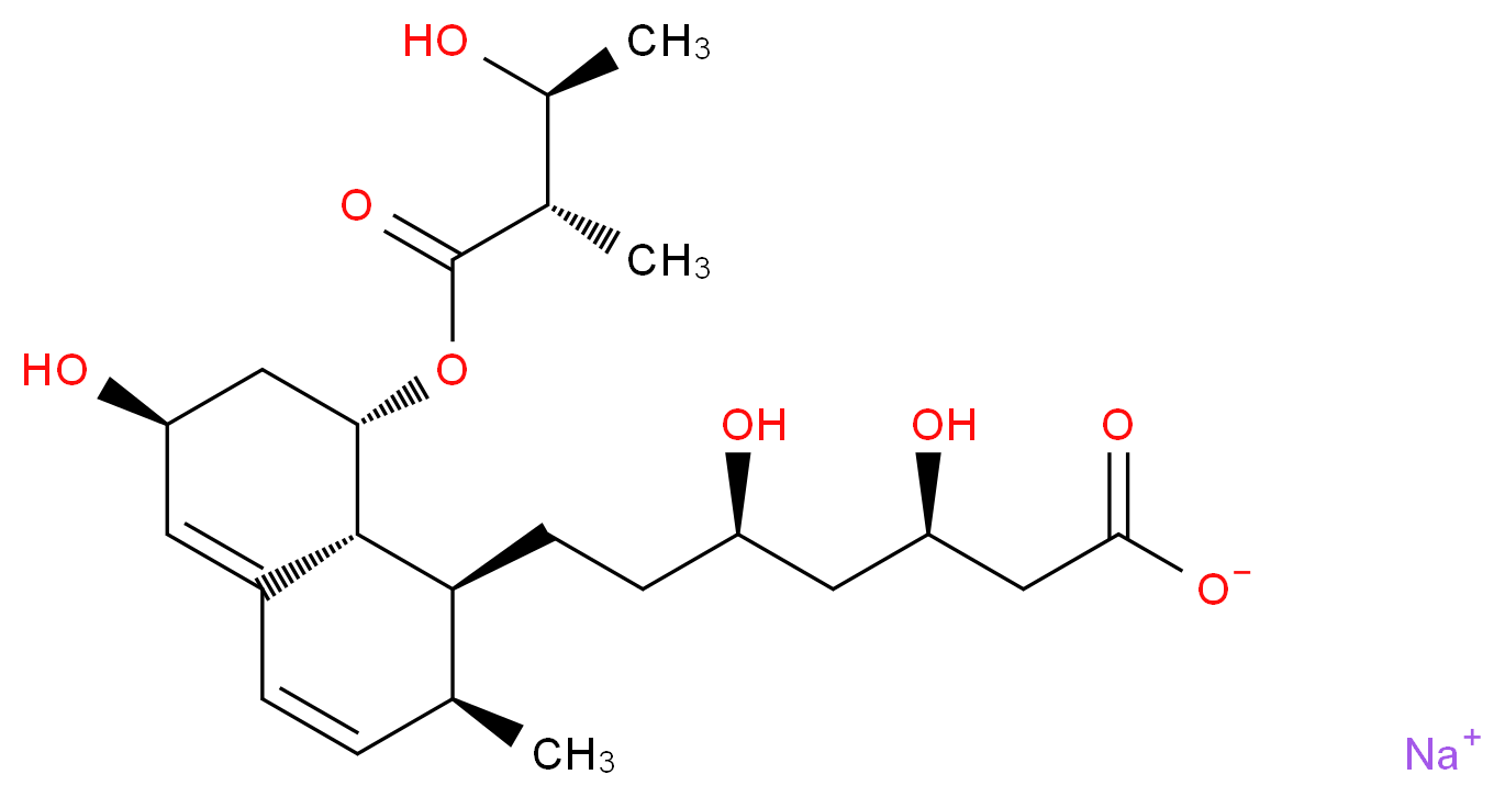 sodium (3R,5R)-7-[(1S,2S,6S,8S,8aR)-6-hydroxy-8-{[(2S,3S)-3-hydroxy-2-methylbutanoyl]oxy}-2-methyl-1,2,6,7,8,8a-hexahydronaphthalen-1-yl]-3,5-dihydroxyheptanoate_分子结构_CAS_722504-45-2