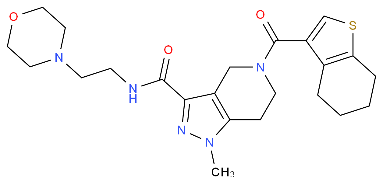 1-methyl-N-[2-(4-morpholinyl)ethyl]-5-(4,5,6,7-tetrahydro-1-benzothien-3-ylcarbonyl)-4,5,6,7-tetrahydro-1H-pyrazolo[4,3-c]pyridine-3-carboxamide_分子结构_CAS_)