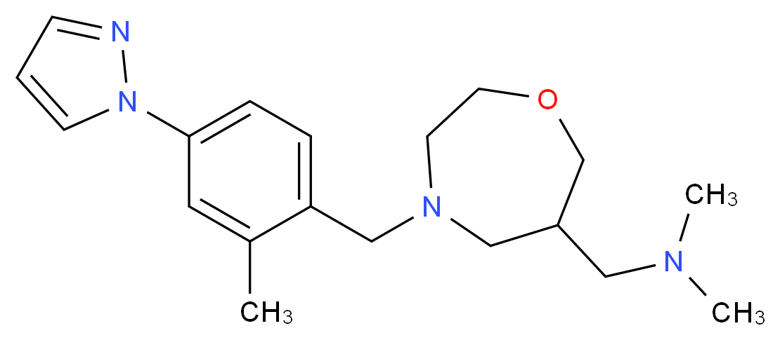 N,N-dimethyl-1-{4-[2-methyl-4-(1H-pyrazol-1-yl)benzyl]-1,4-oxazepan-6-yl}methanamine_分子结构_CAS_)