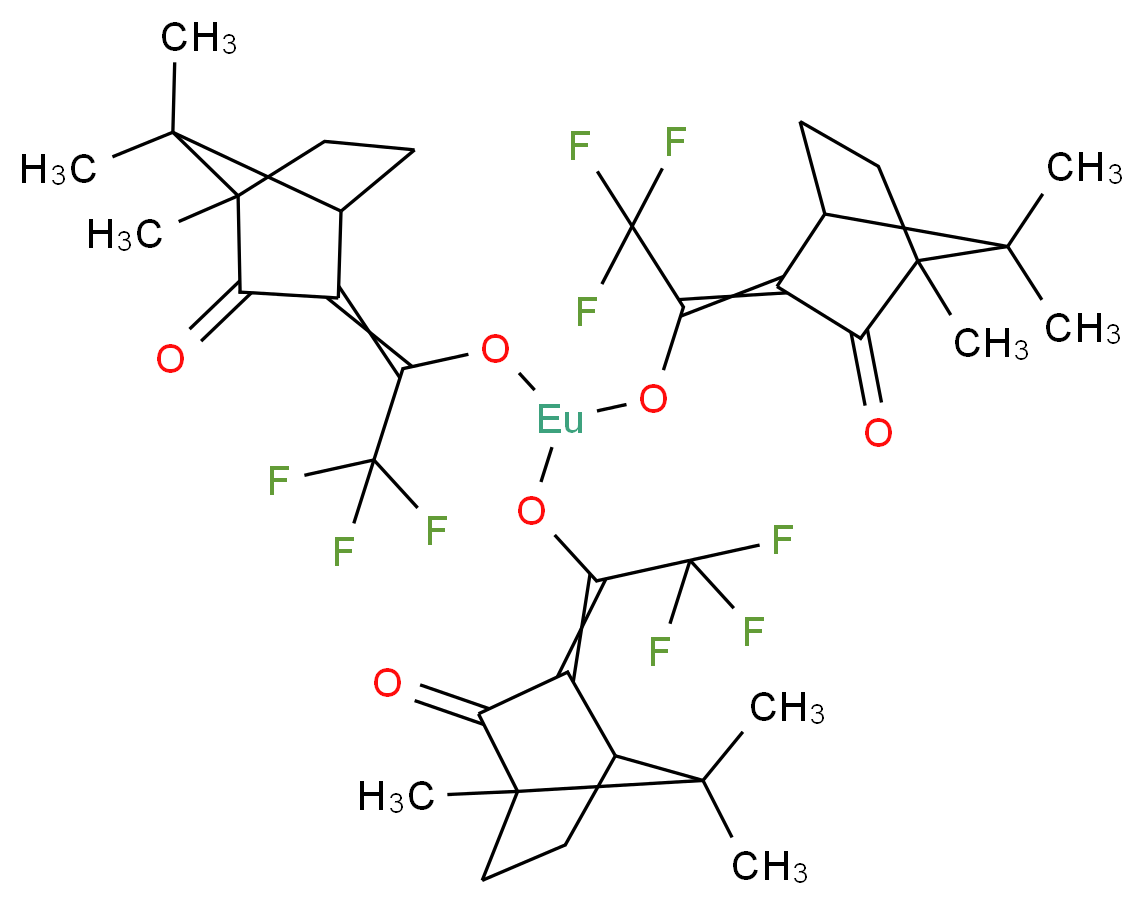 tris(2,2,2-trifluoro-1-{4,7,7-trimethyl-3-oxobicyclo[2.2.1]heptan-2-ylidene}ethoxy)europium_分子结构_CAS_34830-11-0