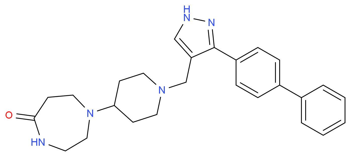 1-(1-{[3-(4-biphenylyl)-1H-pyrazol-4-yl]methyl}-4-piperidinyl)-1,4-diazepan-5-one_分子结构_CAS_)