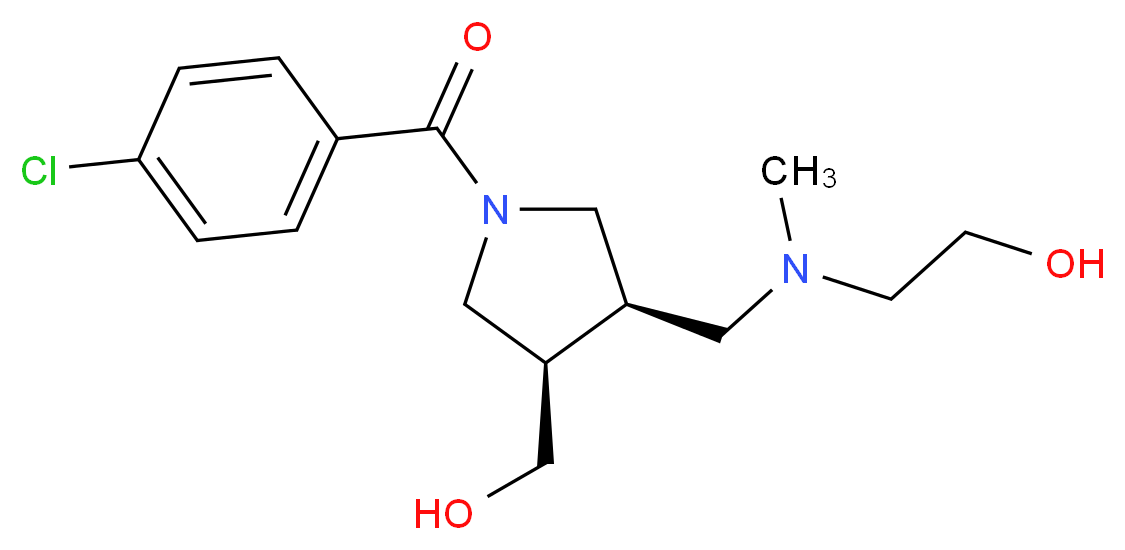 2-[{[(3R*,4R*)-1-(4-chlorobenzoyl)-4-(hydroxymethyl)pyrrolidin-3-yl]methyl}(methyl)amino]ethanol_分子结构_CAS_)