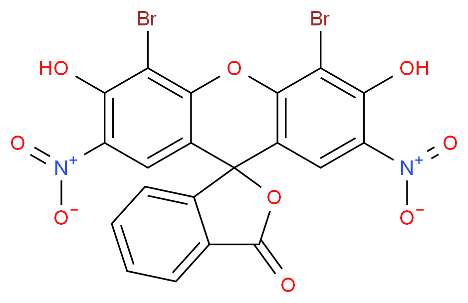 4',5'-dibromo-3',6'-dihydroxy-2',7'-dinitro-3H-spiro[2-benzofuran-1,9'-xanthene]-3-one_分子结构_CAS_548-24-3