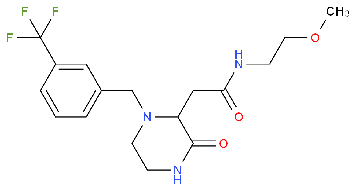 N-(2-methoxyethyl)-2-{3-oxo-1-[3-(trifluoromethyl)benzyl]-2-piperazinyl}acetamide_分子结构_CAS_)