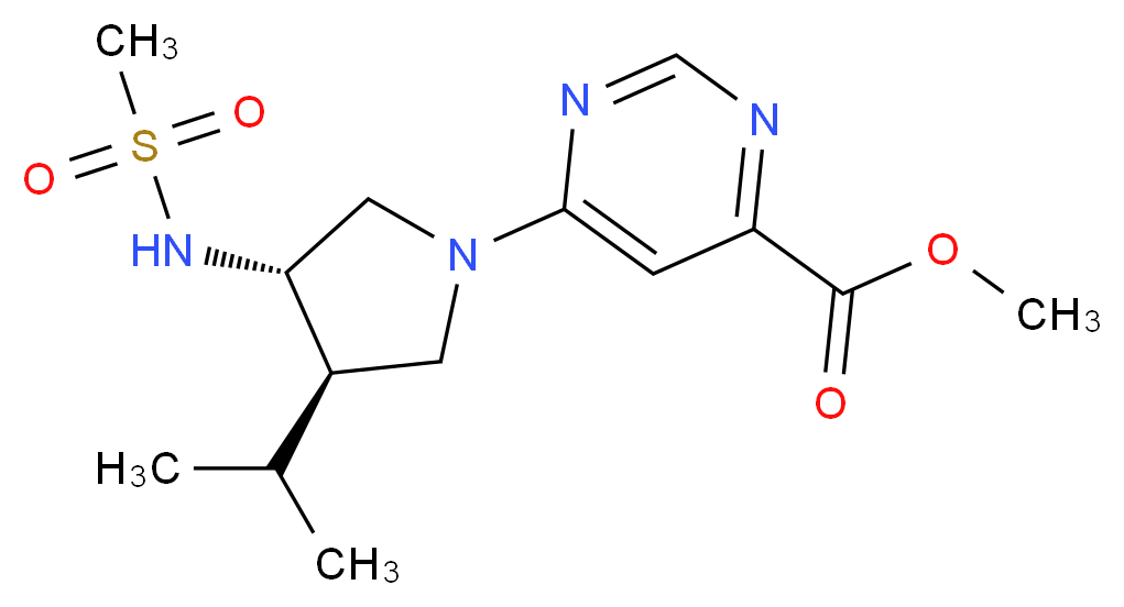 methyl 6-{(3R*,4S*)-3-isopropyl-4-[(methylsulfonyl)amino]-1-pyrrolidinyl}-4-pyrimidinecarboxylate_分子结构_CAS_)