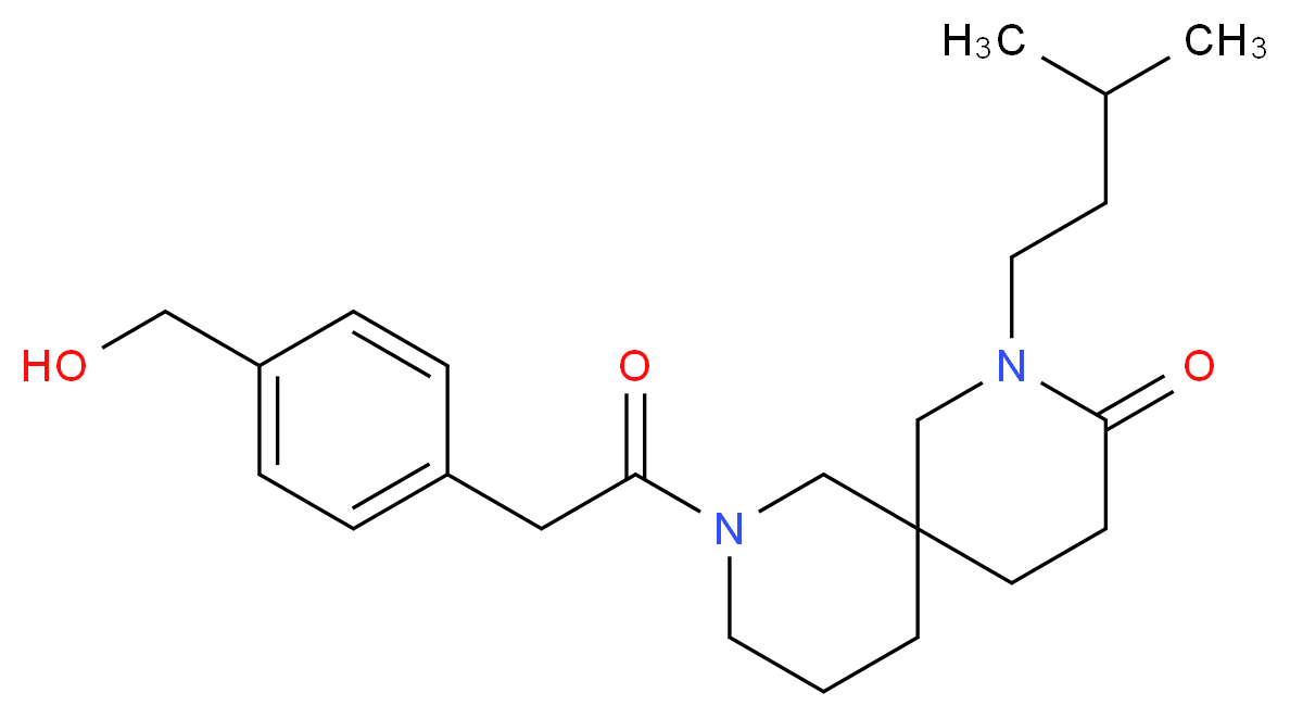 8-{[4-(hydroxymethyl)phenyl]acetyl}-2-(3-methylbutyl)-2,8-diazaspiro[5.5]undecan-3-one_分子结构_CAS_)