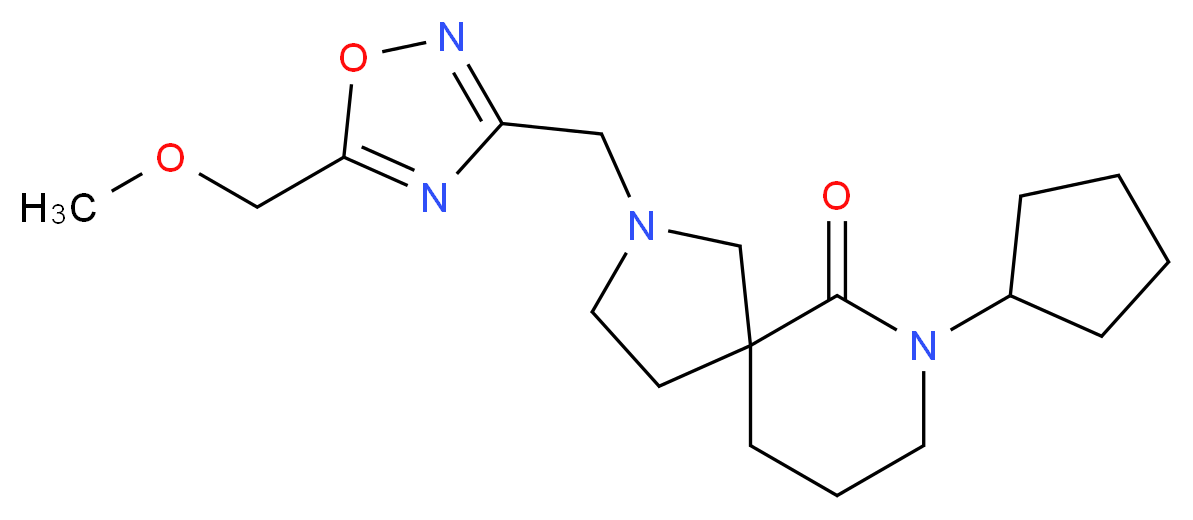 7-cyclopentyl-2-{[5-(methoxymethyl)-1,2,4-oxadiazol-3-yl]methyl}-2,7-diazaspiro[4.5]decan-6-one_分子结构_CAS_)