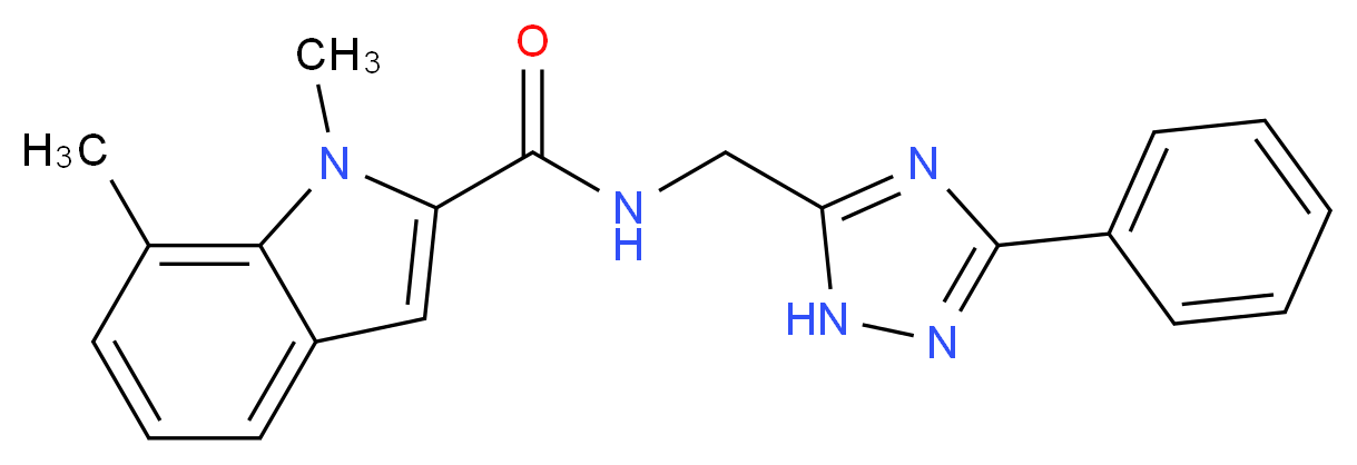 1,7-dimethyl-N-[(3-phenyl-1H-1,2,4-triazol-5-yl)methyl]-1H-indole-2-carboxamide_分子结构_CAS_)