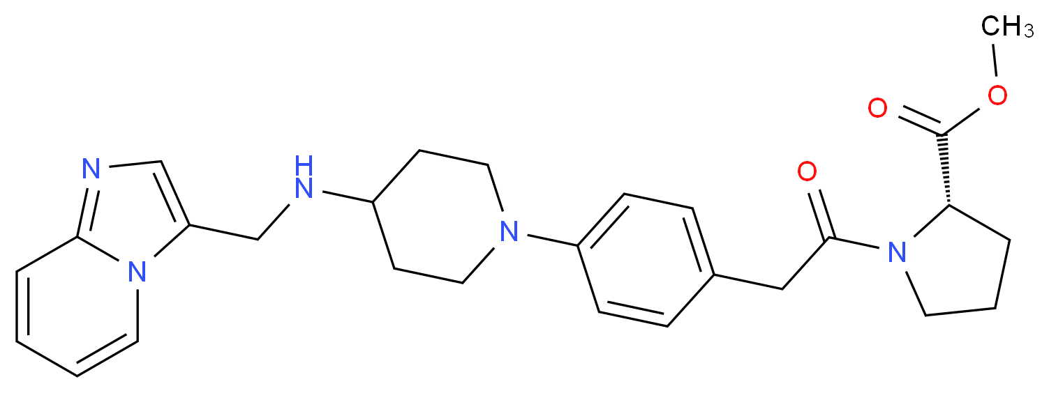methyl 1-[(4-{4-[(imidazo[1,2-a]pyridin-3-ylmethyl)amino]-1-piperidinyl}phenyl)acetyl]-L-prolinate_分子结构_CAS_)