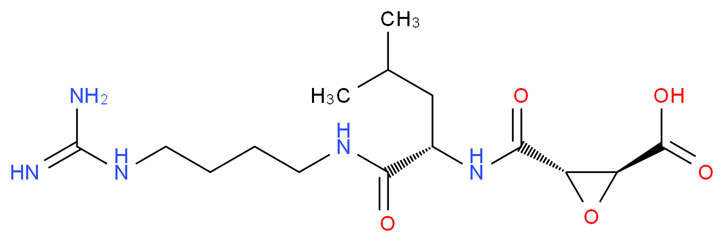 (2S,3S)-3-{[(1S)-1-[(4-carbamimidamidobutyl)carbamoyl]-3-methylbutyl]carbamoyl}oxirane-2-carboxylic acid_分子结构_CAS_66701-25-5