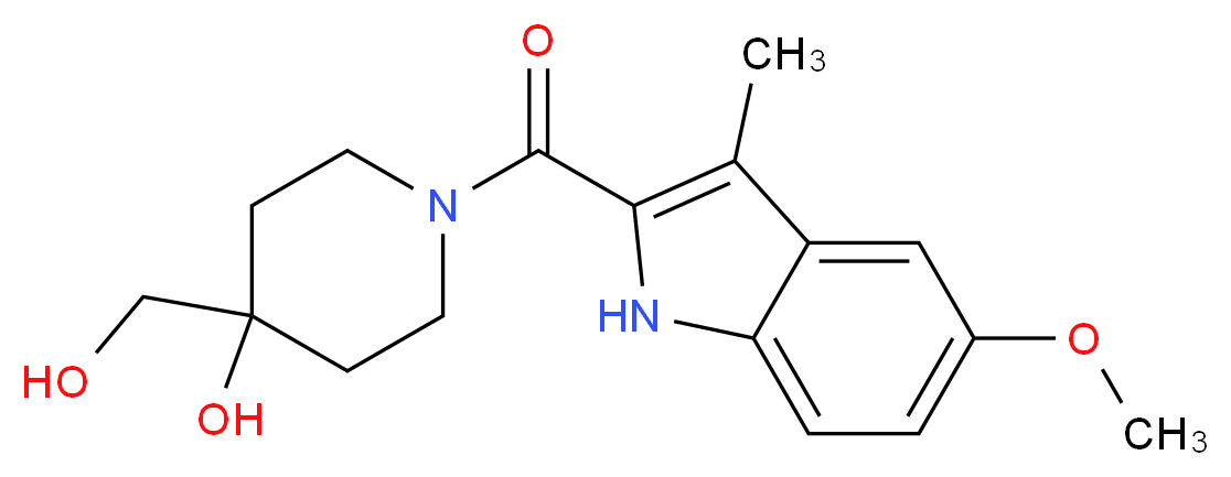 4-(hydroxymethyl)-1-[(5-methoxy-3-methyl-1H-indol-2-yl)carbonyl]piperidin-4-ol_分子结构_CAS_)