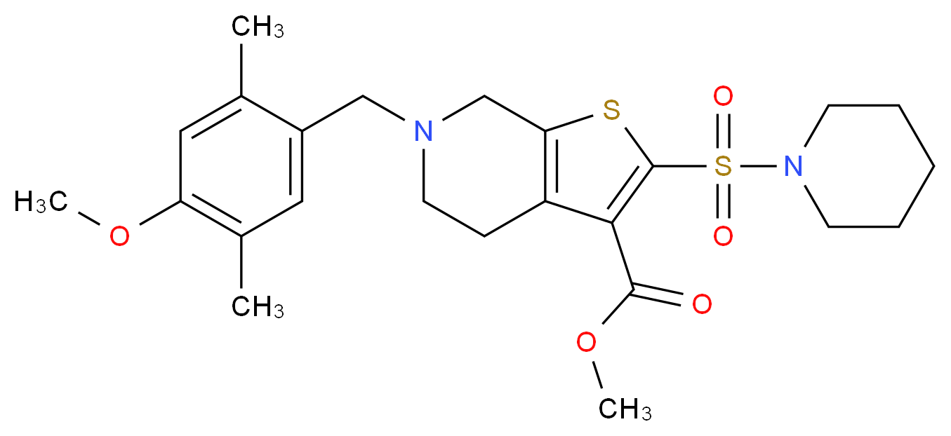methyl 6-(4-methoxy-2,5-dimethylbenzyl)-2-(1-piperidinylsulfonyl)-4,5,6,7-tetrahydrothieno[2,3-c]pyridine-3-carboxylate_分子结构_CAS_)