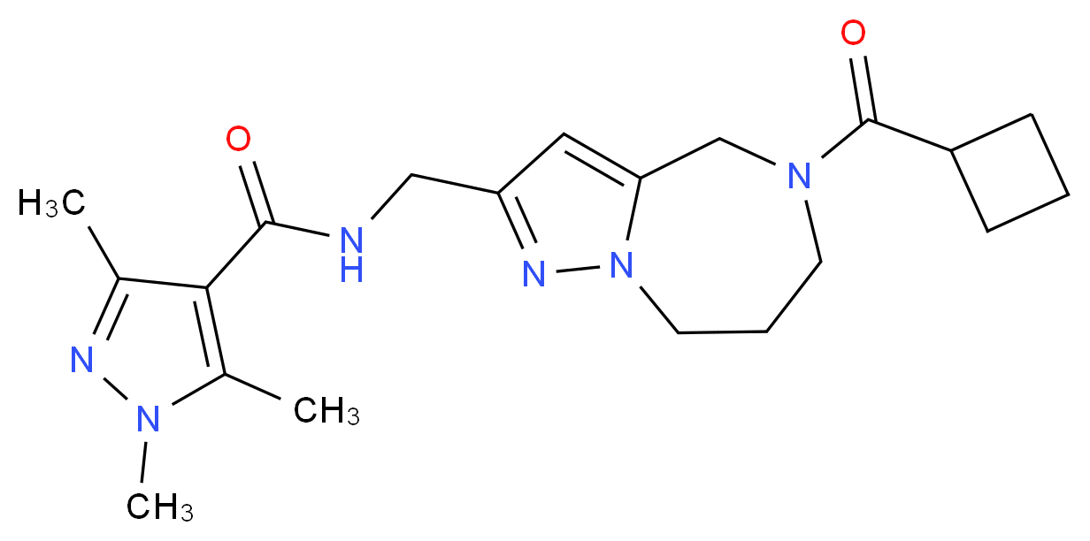 N-{[5-(cyclobutylcarbonyl)-5,6,7,8-tetrahydro-4H-pyrazolo[1,5-a][1,4]diazepin-2-yl]methyl}-1,3,5-trimethyl-1H-pyrazole-4-carboxamide_分子结构_CAS_)