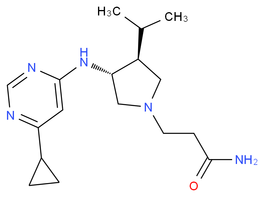 3-{(3R*,4S*)-3-[(6-cyclopropyl-4-pyrimidinyl)amino]-4-isopropyl-1-pyrrolidinyl}propanamide_分子结构_CAS_)