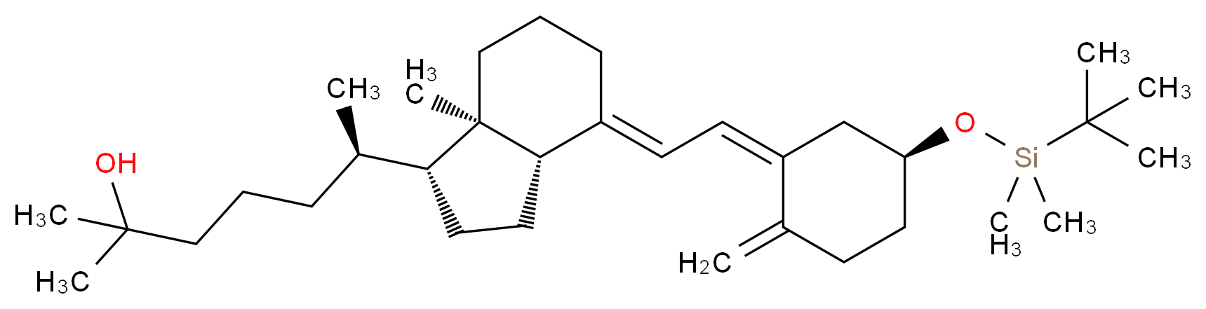 (6R)-6-[(1R,3aS,4E,7aR)-4-{2-[(1Z,5S)-5-[(tert-butyldimethylsilyl)oxy]-2-methylidenecyclohexylidene]ethylidene}-7a-methyl-octahydro-1H-inden-1-yl]-2-methylheptan-2-ol_分子结构_CAS_140710-90-3