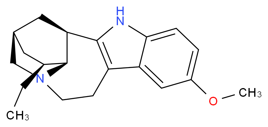 (1R,15R,17S,18S)-17-ethyl-7-methoxy-3,13-diazapentacyclo[13.3.1.0<sup>2</sup>,<sup>1</sup><sup>0</sup>.0<sup>4</sup>,<sup>9</sup>.0<sup>1</sup><sup>3</sup>,<sup>1</sup><sup>8</sup>]nonadeca-2(10),4,6,8-tetraene_分子结构_CAS_83-74-9