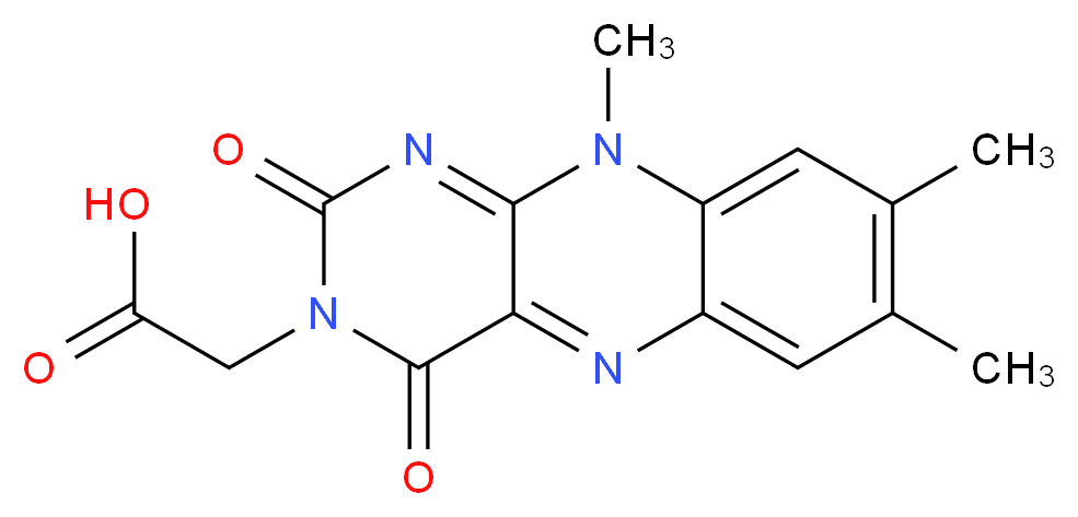2-{7,8,10-trimethyl-2,4-dioxo-2H,3H,4H,10H-benzo[g]pteridin-3-yl}acetic acid_分子结构_CAS_20227-26-3