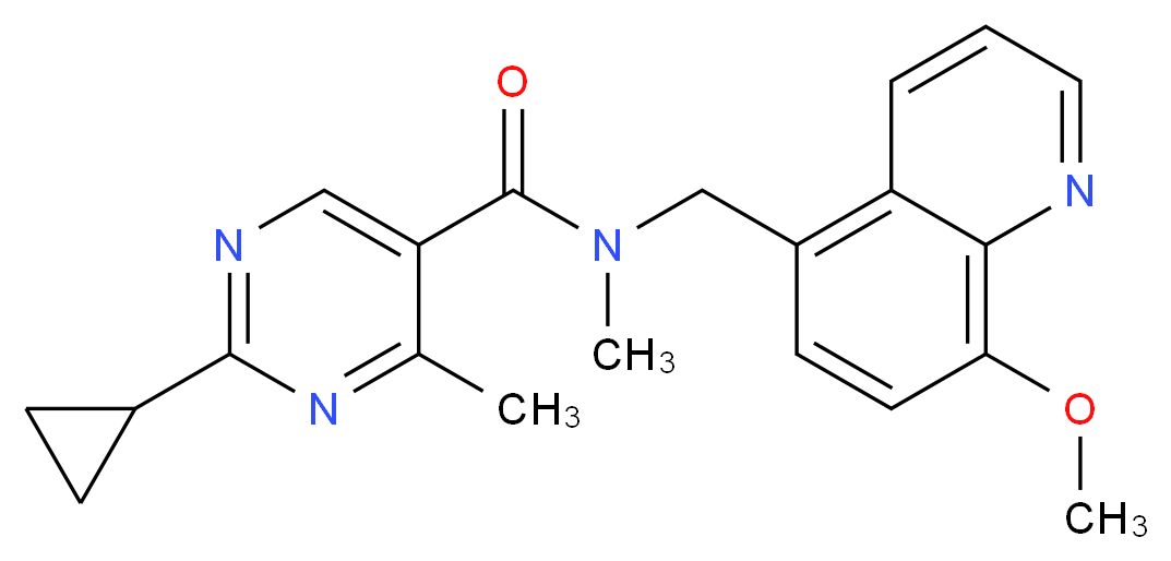 2-cyclopropyl-N-[(8-methoxyquinolin-5-yl)methyl]-N,4-dimethylpyrimidine-5-carboxamide_分子结构_CAS_)