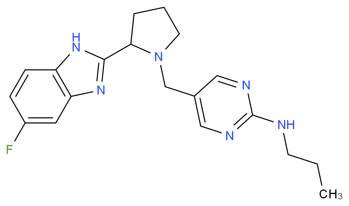 5-{[2-(5-fluoro-1H-benzimidazol-2-yl)-1-pyrrolidinyl]methyl}-N-propyl-2-pyrimidinamine_分子结构_CAS_)