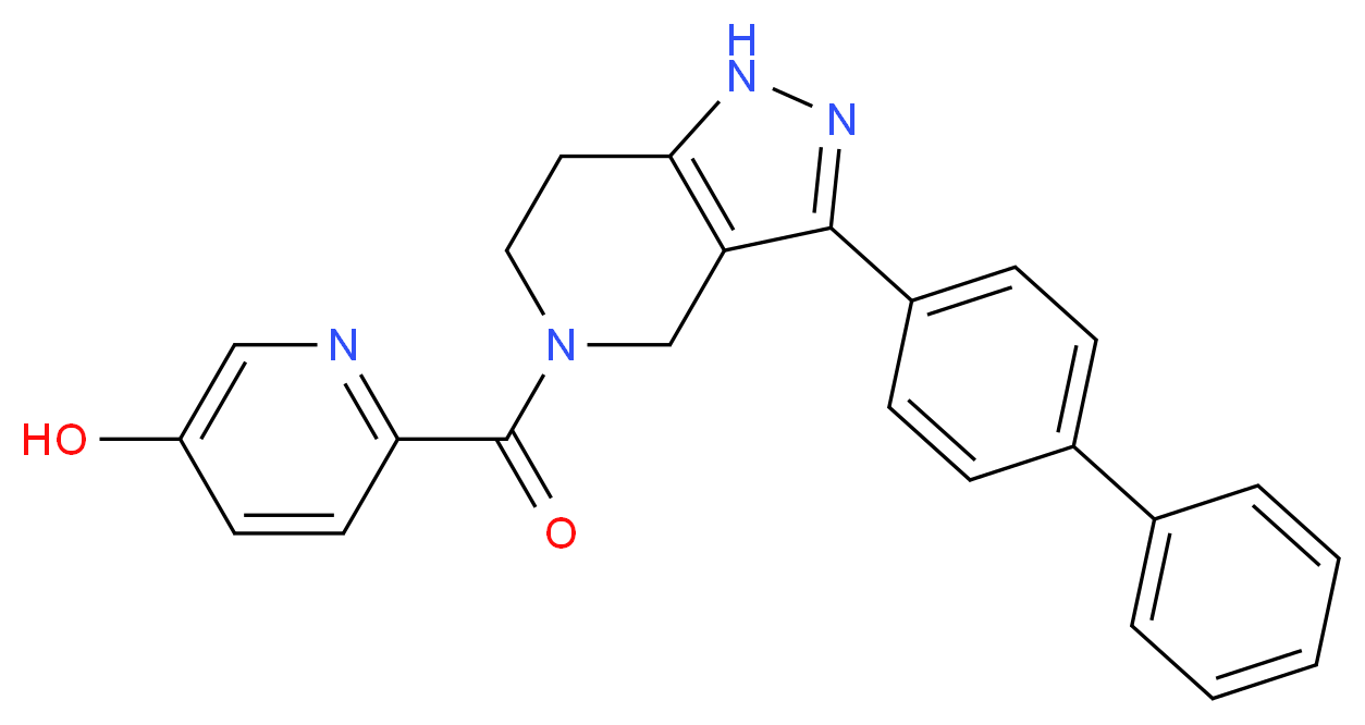 6-[(3-biphenyl-4-yl-1,4,6,7-tetrahydro-5H-pyrazolo[4,3-c]pyridin-5-yl)carbonyl]pyridin-3-ol_分子结构_CAS_)