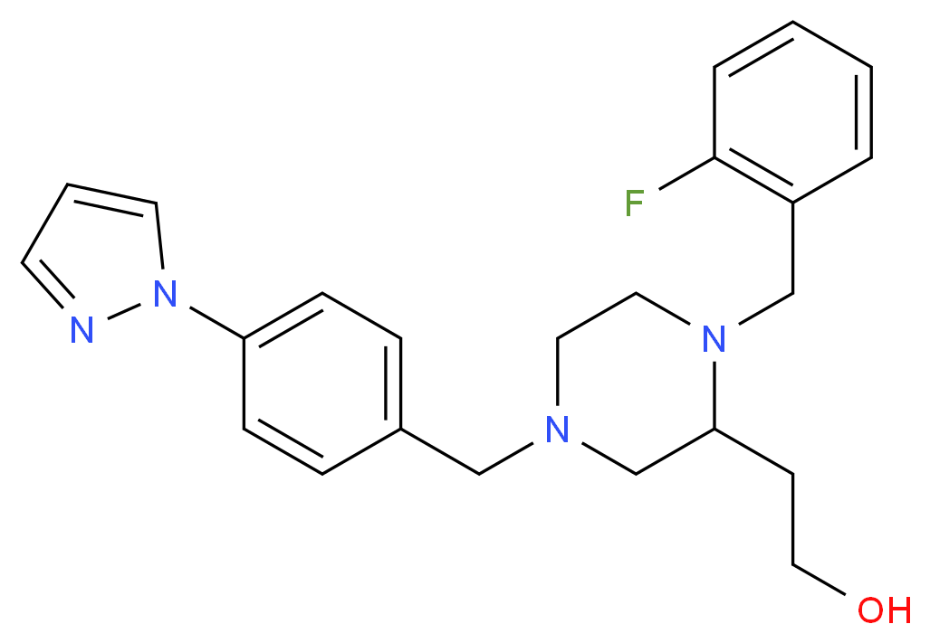 2-{1-(2-fluorobenzyl)-4-[4-(1H-pyrazol-1-yl)benzyl]-2-piperazinyl}ethanol_分子结构_CAS_)