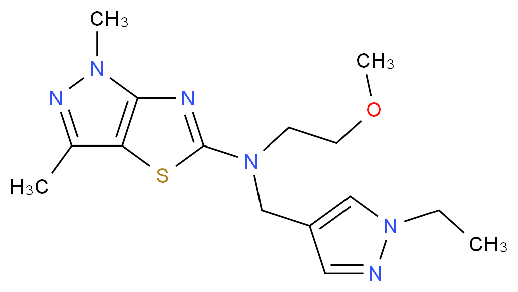 N-[(1-ethyl-1H-pyrazol-4-yl)methyl]-N-(2-methoxyethyl)-1,3-dimethyl-1H-pyrazolo[3,4-d][1,3]thiazol-5-amine_分子结构_CAS_)