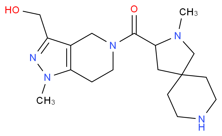 {1-methyl-5-[(2-methyl-2,8-diazaspiro[4.5]dec-3-yl)carbonyl]-4,5,6,7-tetrahydro-1H-pyrazolo[4,3-c]pyridin-3-yl}methanol_分子结构_CAS_)