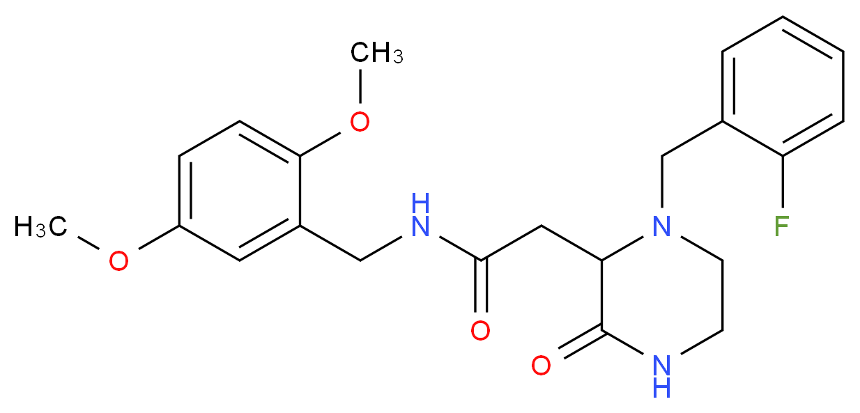 N-(2,5-dimethoxybenzyl)-2-[1-(2-fluorobenzyl)-3-oxo-2-piperazinyl]acetamide_分子结构_CAS_)