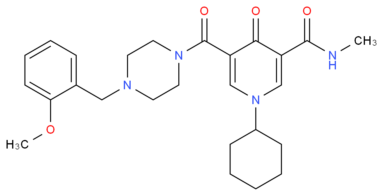 1-cyclohexyl-5-{[4-(2-methoxybenzyl)-1-piperazinyl]carbonyl}-N-methyl-4-oxo-1,4-dihydro-3-pyridinecarboxamide_分子结构_CAS_)