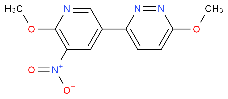 3-Methoxy-6-(6-Methoxy-5-nitropyridin-3-yl)pyridazine_分子结构_CAS_1346808-76-1)