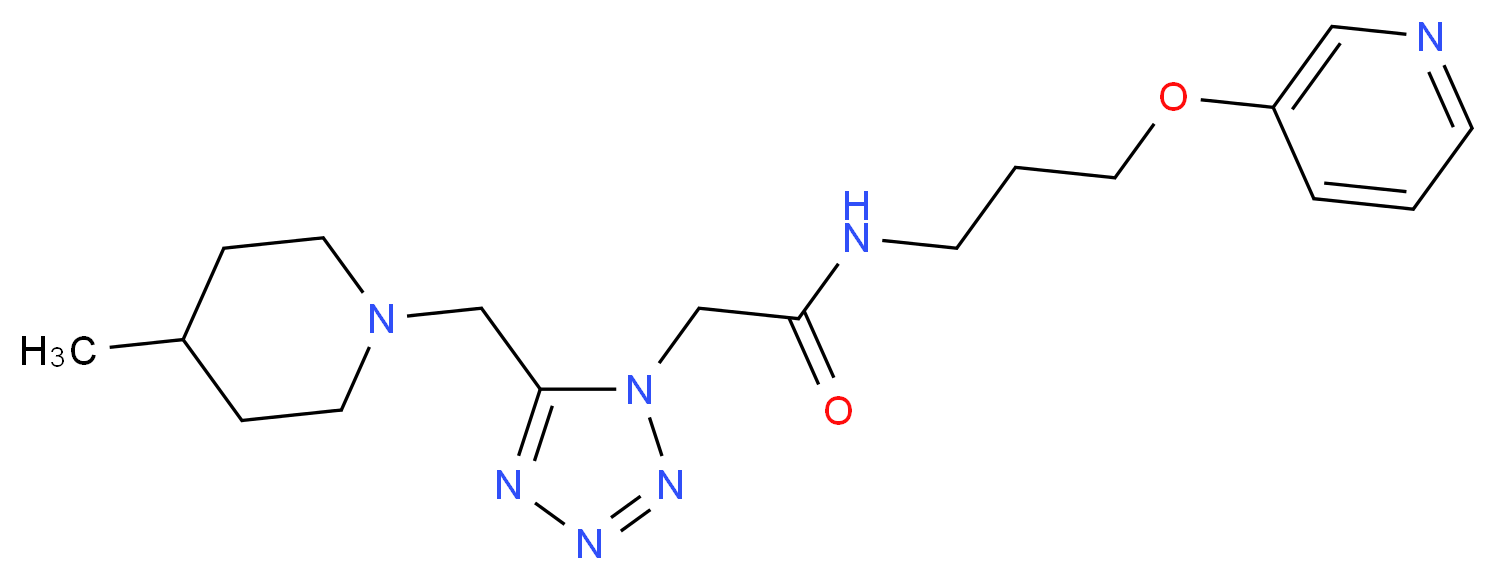 2-{5-[(4-methyl-1-piperidinyl)methyl]-1H-tetrazol-1-yl}-N-[3-(3-pyridinyloxy)propyl]acetamide_分子结构_CAS_)