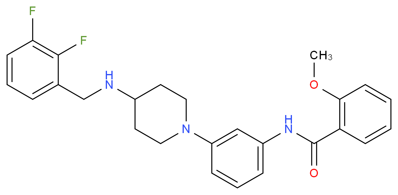 N-(3-{4-[(2,3-difluorobenzyl)amino]-1-piperidinyl}phenyl)-2-methoxybenzamide_分子结构_CAS_)