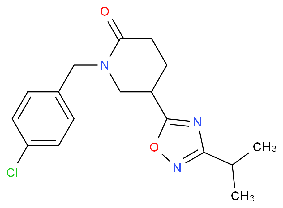 1-(4-chlorobenzyl)-5-(3-isopropyl-1,2,4-oxadiazol-5-yl)-2-piperidinone_分子结构_CAS_)
