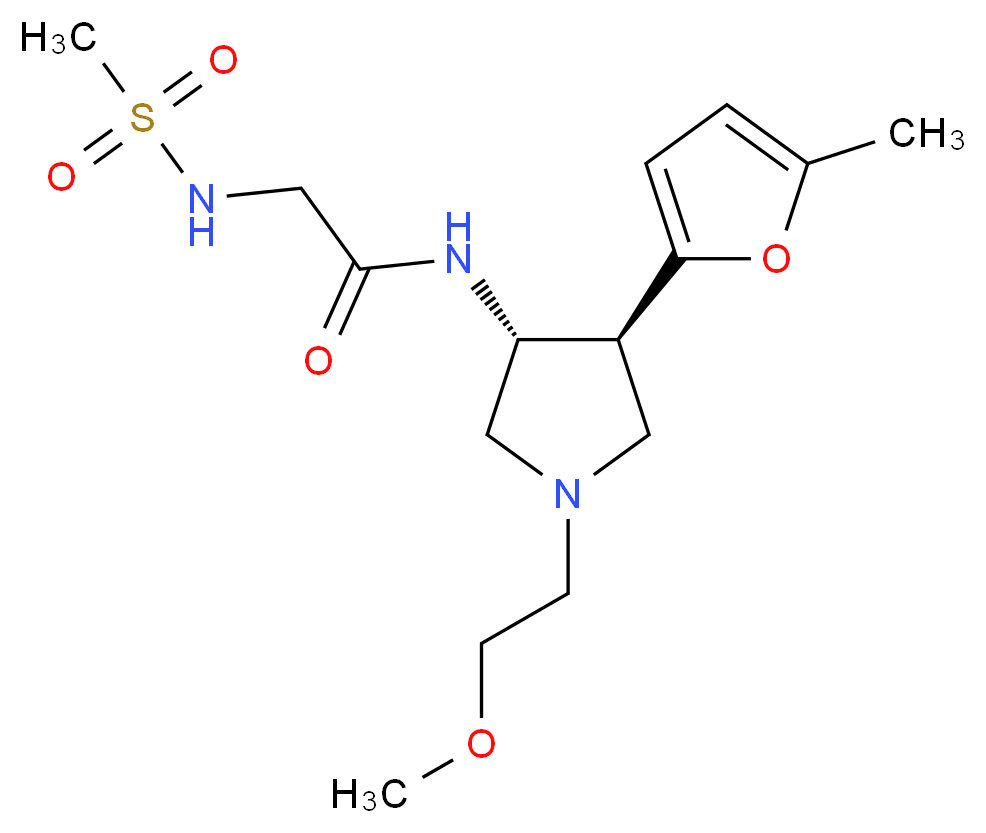 N~1~-[(3R*,4S*)-1-(2-methoxyethyl)-4-(5-methyl-2-furyl)-3-pyrrolidinyl]-N~2~-(methylsulfonyl)glycinamide_分子结构_CAS_)