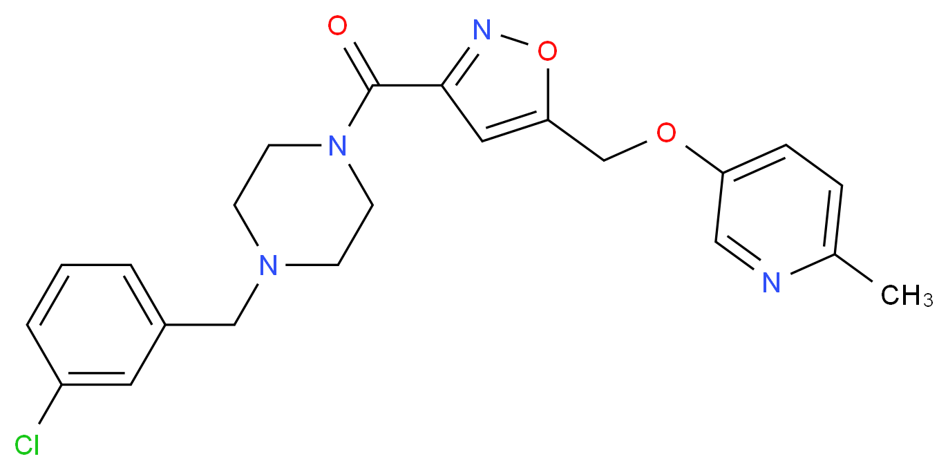 1-(3-chlorobenzyl)-4-[(5-{[(6-methyl-3-pyridinyl)oxy]methyl}-3-isoxazolyl)carbonyl]piperazine_分子结构_CAS_)