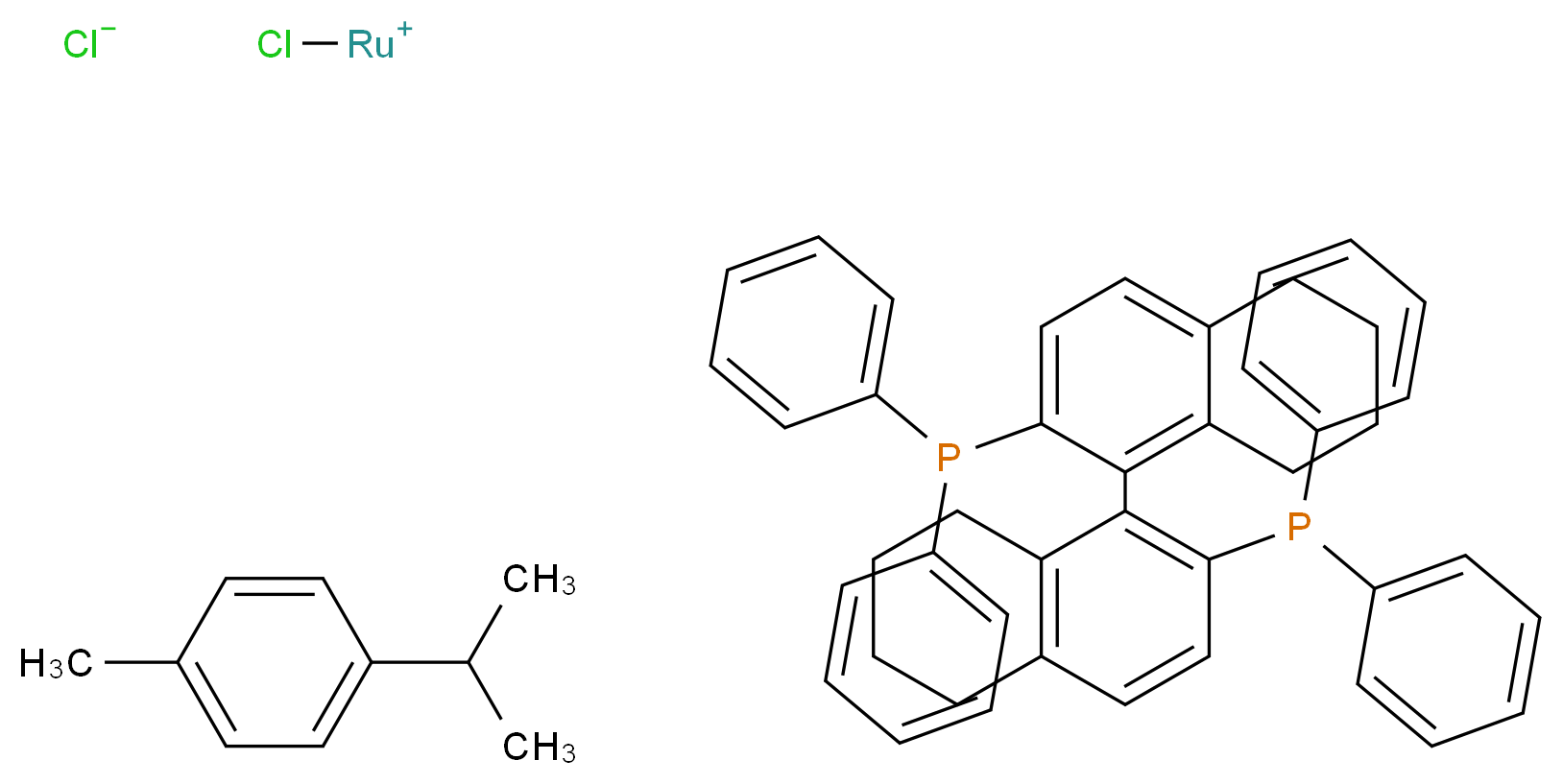 1-methyl-4-(propan-2-yl)benzene chlororutheniumylium {1-[2-(diphenylphosphanyl)-5,6,7,8-tetrahydronaphthalen-1-yl]-5,6,7,8-tetrahydronaphthalen-2-yl}diphenylphosphane chloride_分子结构_CAS_944451-26-7