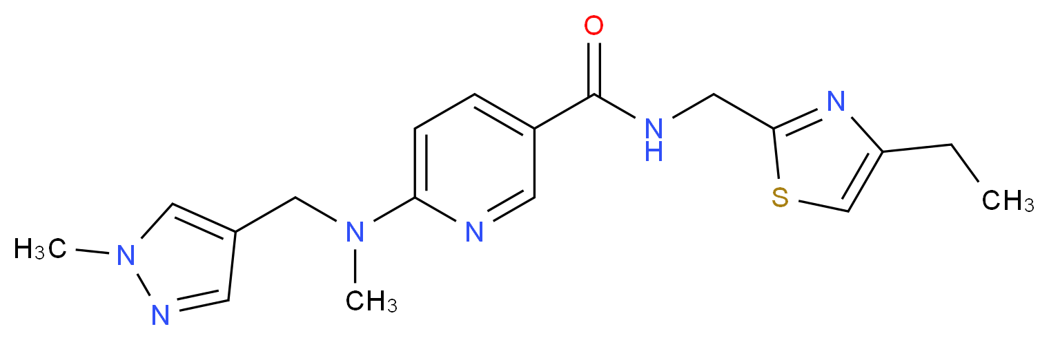 N-[(4-ethyl-1,3-thiazol-2-yl)methyl]-6-{methyl[(1-methyl-1H-pyrazol-4-yl)methyl]amino}nicotinamide_分子结构_CAS_)