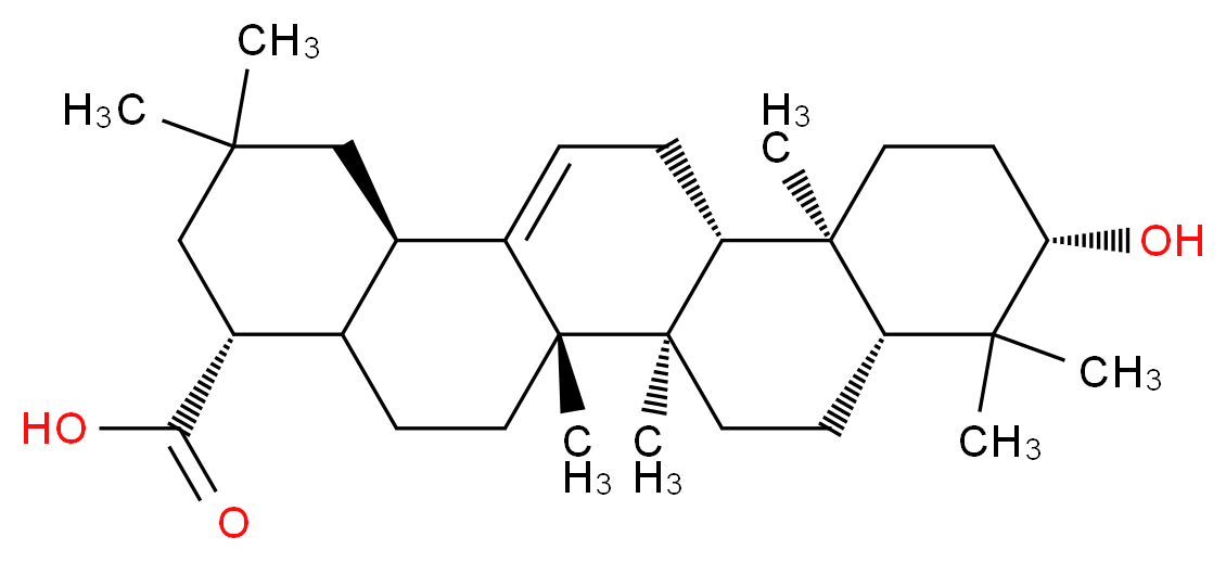 (4R,6aS,6bR,8aR,10S,12aR,12bR,14bR)-10-hydroxy-2,2,6a,6b,9,9,12a-heptamethyl-1,2,3,4,4a,5,6,6a,6b,7,8,8a,9,10,11,12,12a,12b,13,14b-icosahydropicene-4-carboxylic acid_分子结构_CAS_508-02-1