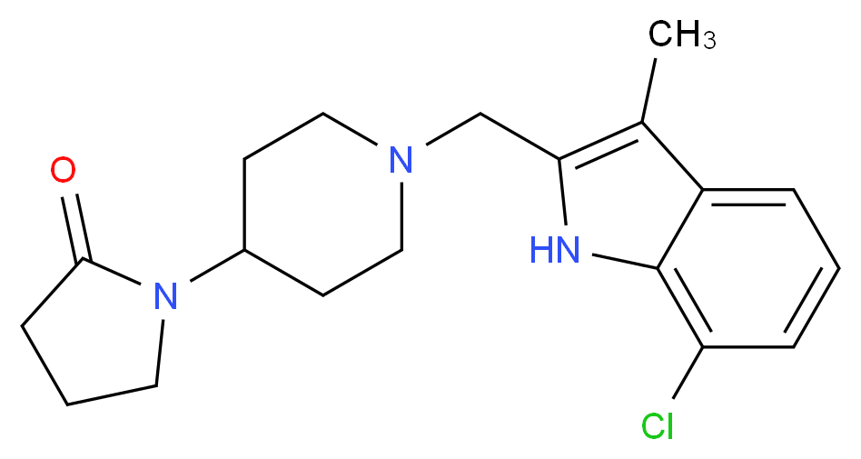 1-{1-[(7-chloro-3-methyl-1H-indol-2-yl)methyl]piperidin-4-yl}pyrrolidin-2-one_分子结构_CAS_)