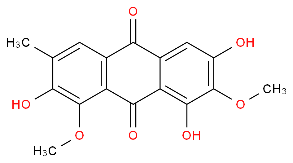 1,3,7-trihydroxy-2,8-dimethoxy-6-methyl-9,10-dihydroanthracene-9,10-dione_分子结构_CAS_67979-25-3