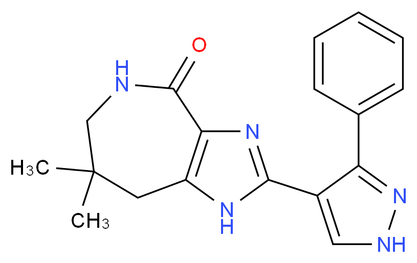 7,7-dimethyl-2-(3-phenyl-1H-pyrazol-4-yl)-5,6,7,8-tetrahydroimidazo[4,5-c]azepin-4(1H)-one_分子结构_CAS_)