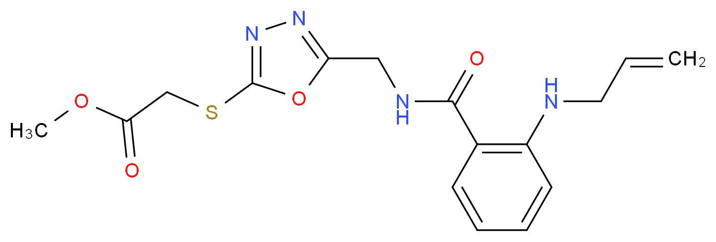 methyl {[5-({[2-(allylamino)benzoyl]amino}methyl)-1,3,4-oxadiazol-2-yl]thio}acetate_分子结构_CAS_)