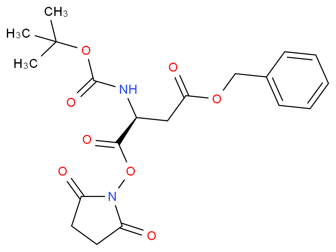 1-benzyl 2,5-dioxopyrrolidin-1-yl (3S)-3-{[(tert-butoxy)carbonyl]amino}butanedioate_分子结构_CAS_13798-75-9