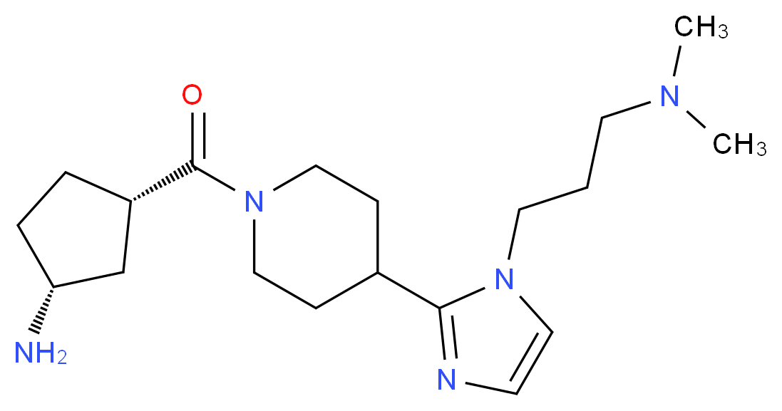 (1R*,3S*)-3-[(4-{1-[3-(dimethylamino)propyl]-1H-imidazol-2-yl}piperidin-1-yl)carbonyl]cyclopentanamine_分子结构_CAS_)