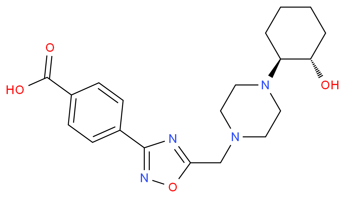 4-[5-({4-[(1S*,2S*)-2-hydroxycyclohexyl]piperazin-1-yl}methyl)-1,2,4-oxadiazol-3-yl]benzoic acid_分子结构_CAS_)