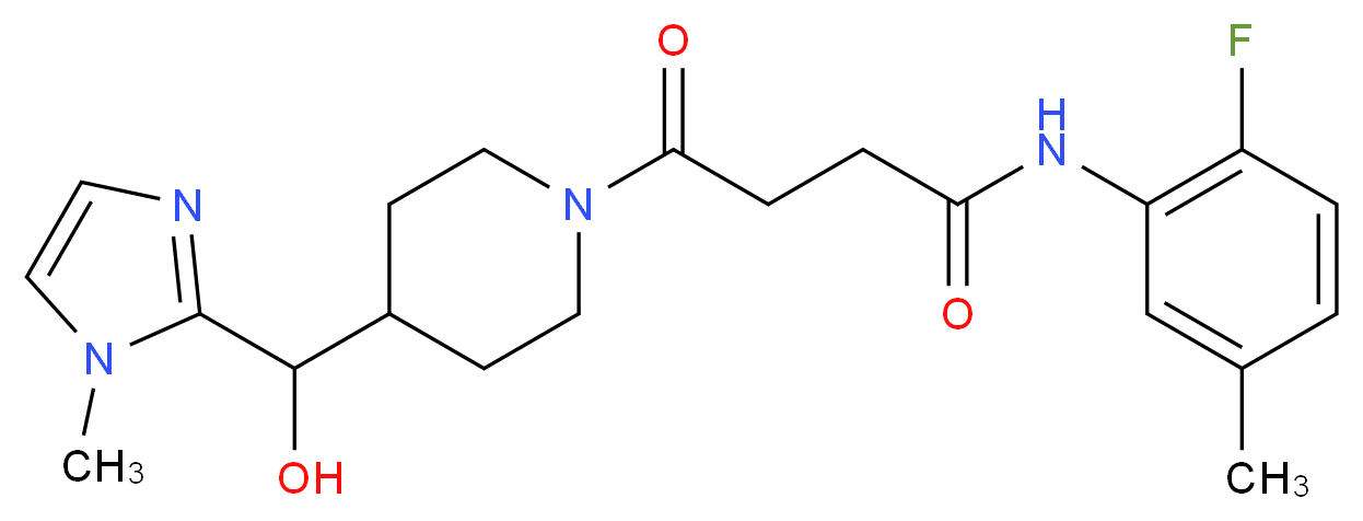 N-(2-fluoro-5-methylphenyl)-4-{4-[hydroxy(1-methyl-1H-imidazol-2-yl)methyl]piperidin-1-yl}-4-oxobutanamide_分子结构_CAS_)